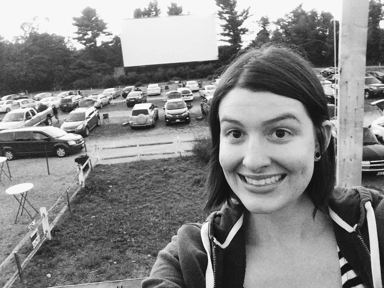 Sitting on the roof of the Saco Drive-In waiting for the movie to start. Possibly the best seat in the house!