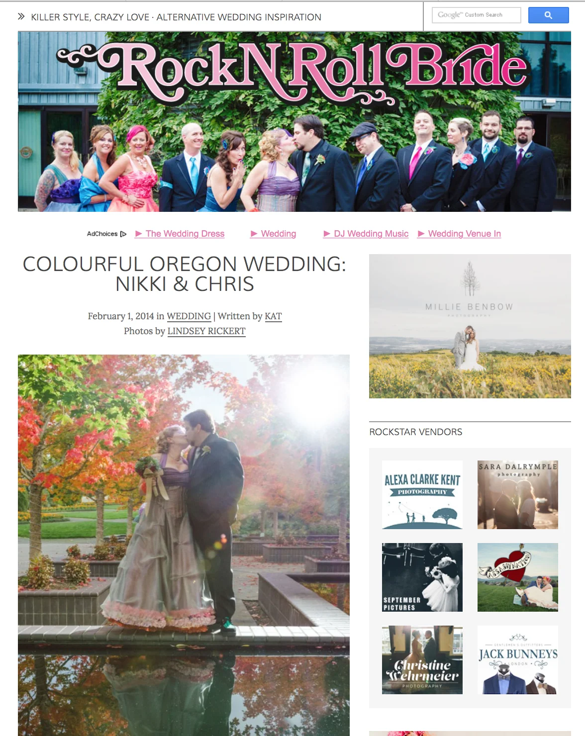 I started off the year right with a wedding feature on Rock N Roll Bride's website from Chris & Nikki's 2013 wedding. It was an honor to have my images featured in a publication that markets to the exact clients I am interested in working with. Unconventional, fun, and creative.