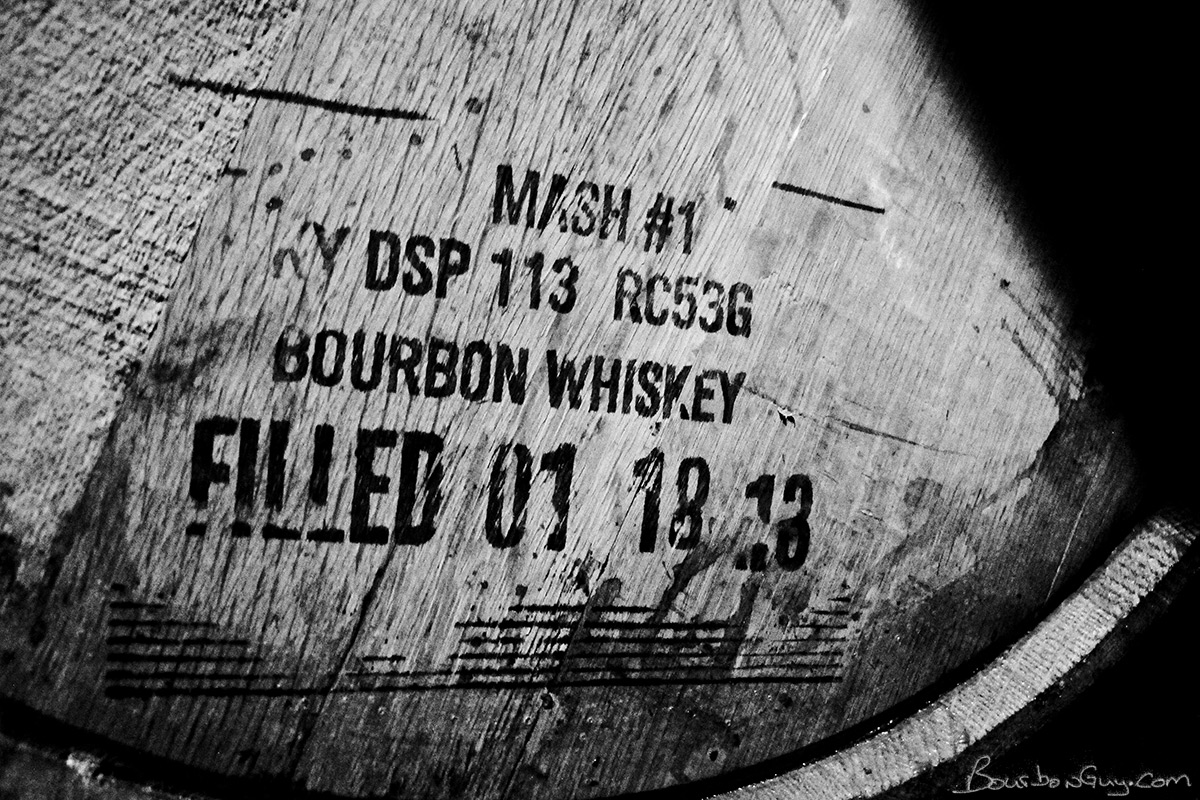 A barrel holding distillate made from Buffalo Trace' Rye Bourbon Mash #1. Someday it might become Eagle Rare, Buffalo Trace, George T. Stagg or Benchmark bourbons.
