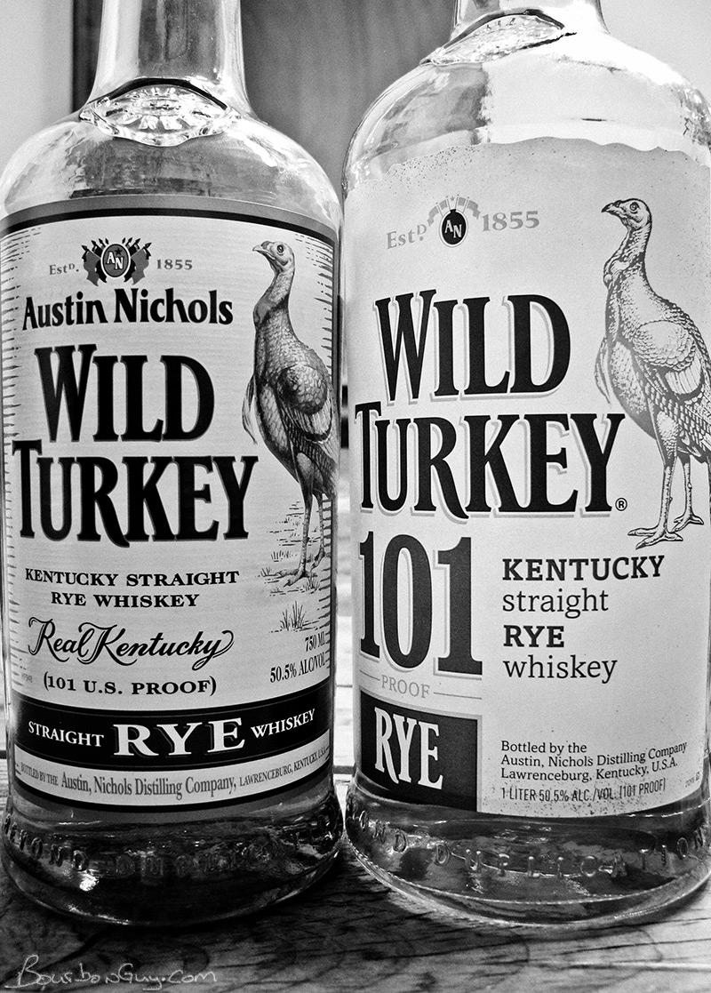 Pre-hiatus and post-hiatus Wild Turkey 101 proof rye whiskey