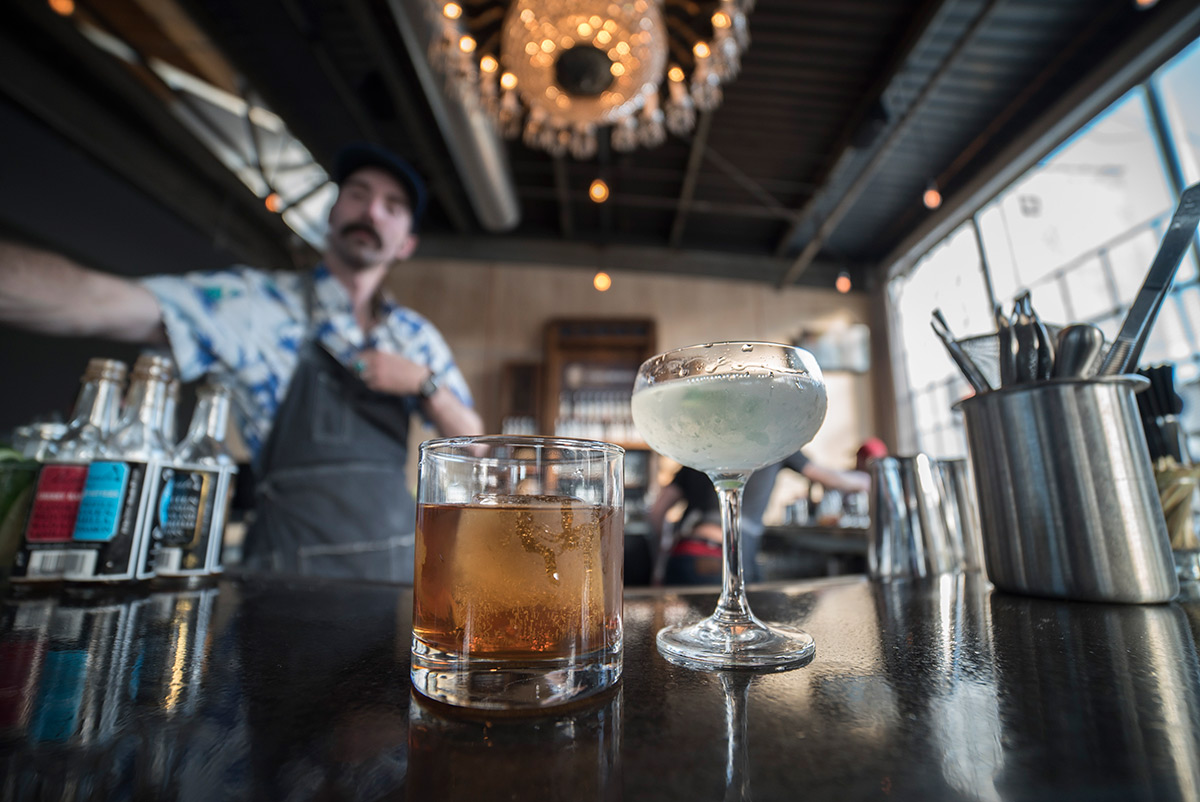 Cocktails in the Tattersall Distilling Cocktail Room. (Photo Credits: Producer: Sam Kovar. Photographer: Tom Okins.)