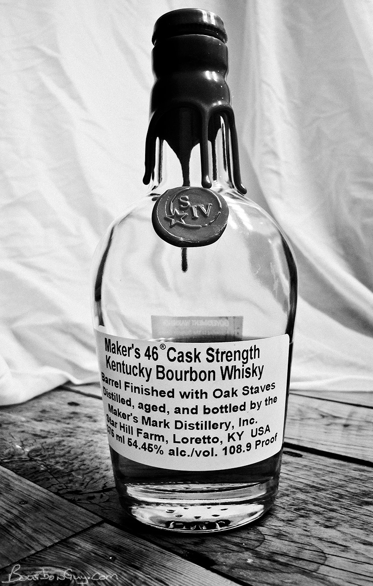Maker's 46 Cask Strength. Plain packaging hides tasty bourbon.