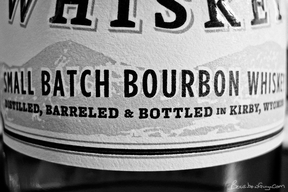 The bottom of the Wyoming Whiskey label showing the non-use of "Straight."