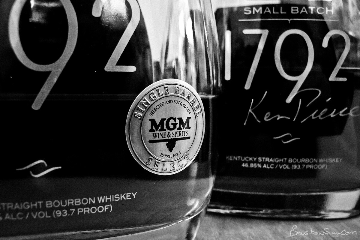 Single Barrel Select sticker on 1792 bottle