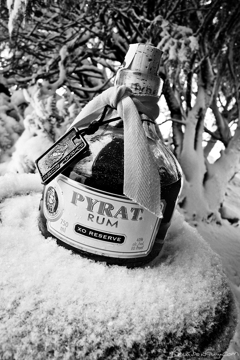 Pyrat XO Reserve Rum in the snow, because fuck winter.