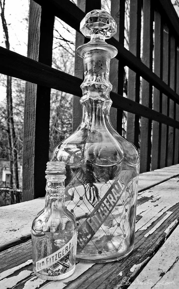 Old Fitzgerald Decanter from 1953 and a miniature from the early 1960s.