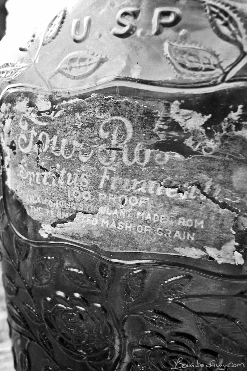 Spiritus Frumenti. Four Roses medicinal whiskey bottle.