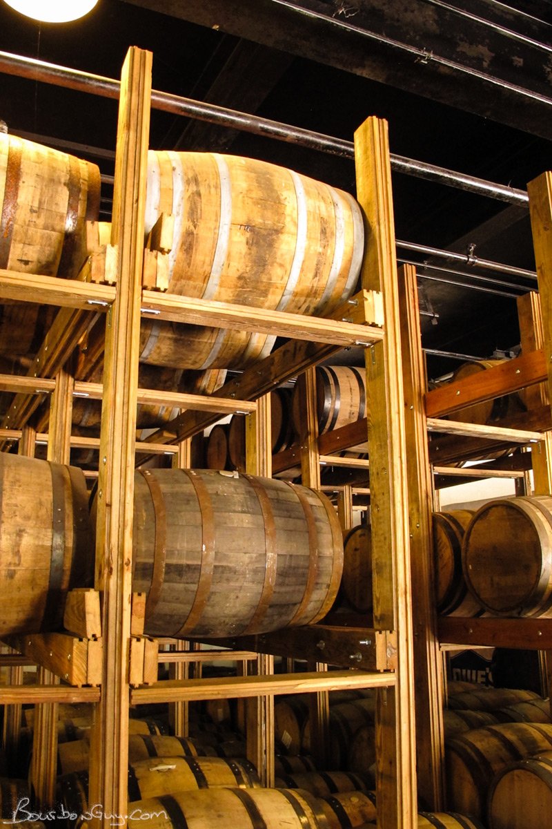 Aging Racks built from wood reclaimed from the Old Crow Distillery