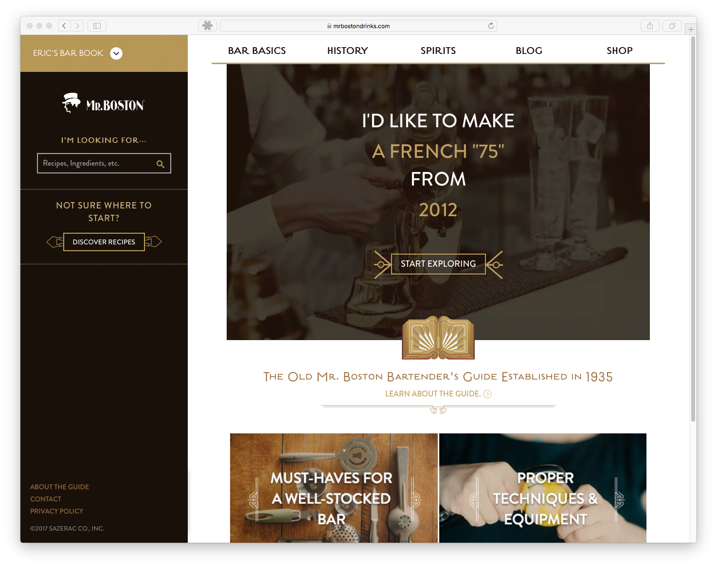 Screen shot of MrBostonDrinks.com