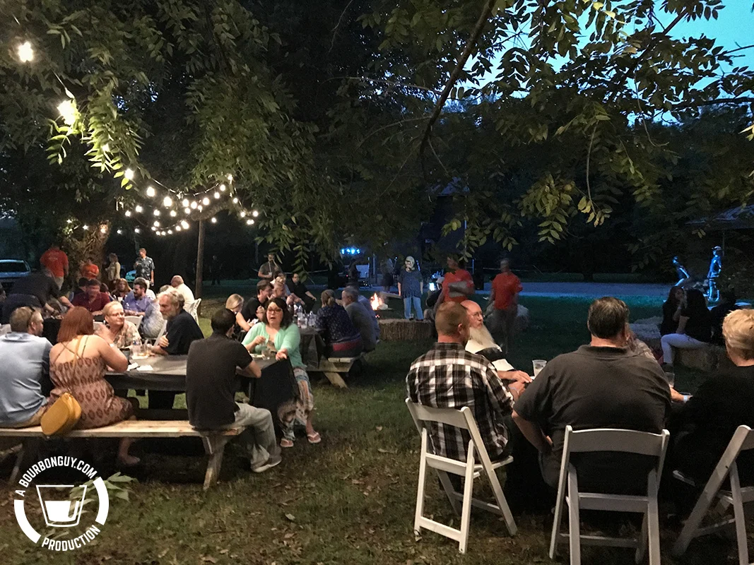 outdoor crowd after dark