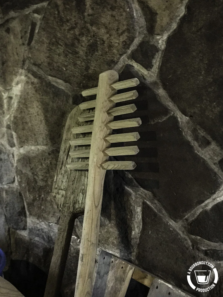 The tools of the trade, a paddle and a rake for stirring mash.