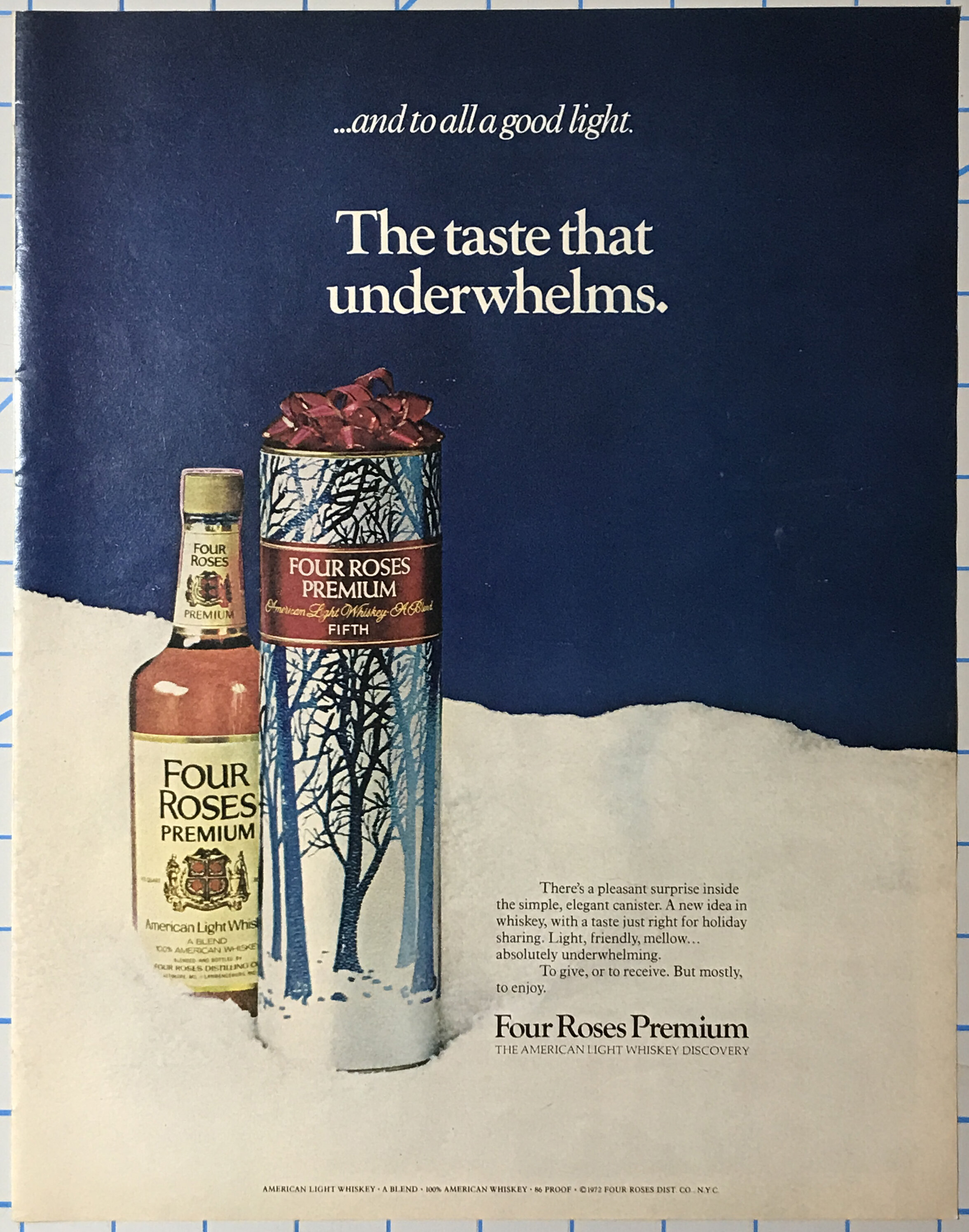 Vintage 1943 Four Roses Whiskey Print Ad