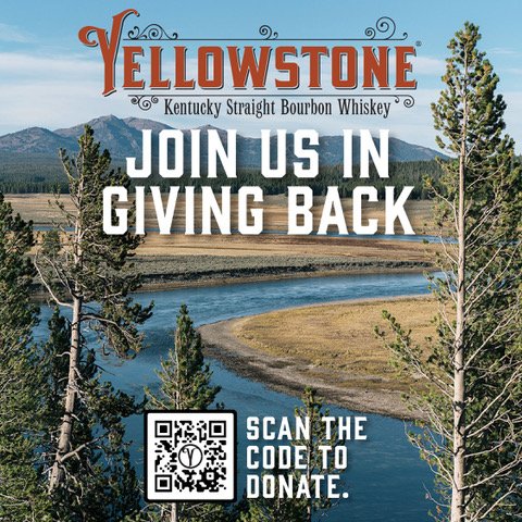 Yellowstone Kentucky Straight Bourbon Whiskey. Join us in giving back. Scan the code to donate.
