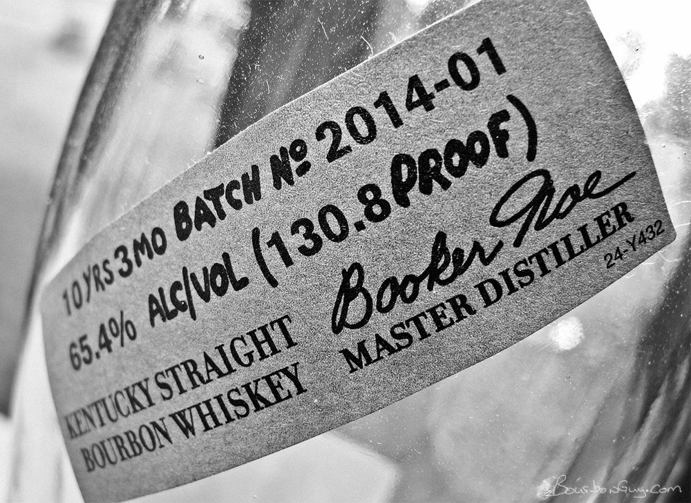 IMAGE: the neck label of a bottle of Booker's Barrel Proof Bourbon from 2014