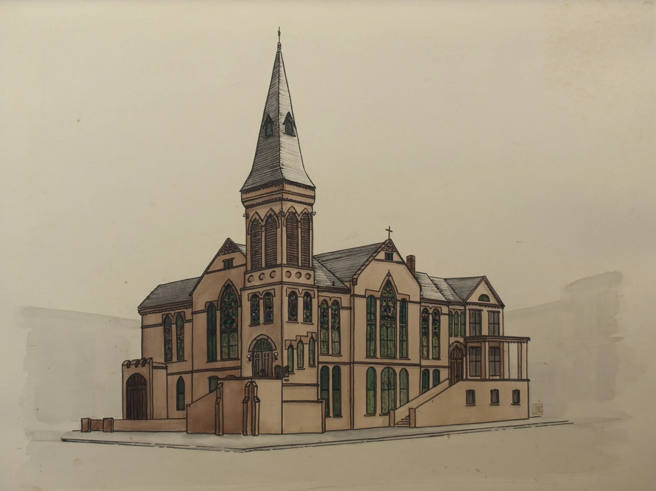 Second building, 1890 - 1935, red brick building located at Sixth & Chestnut (now Keo).
