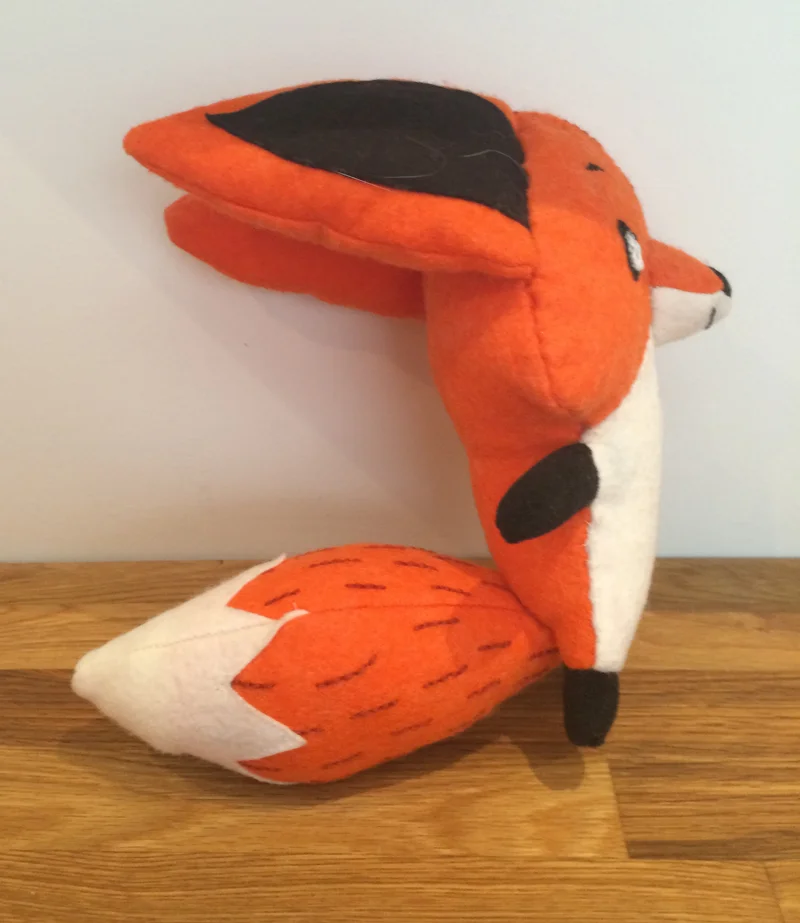 Fox made out of acrylic felt. Darn ears won't stand up.