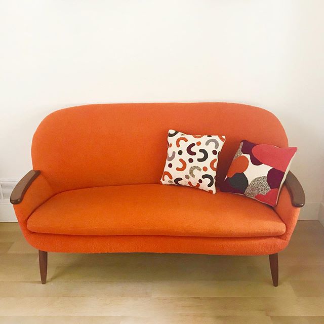 Made some pillows for my little orange couch!