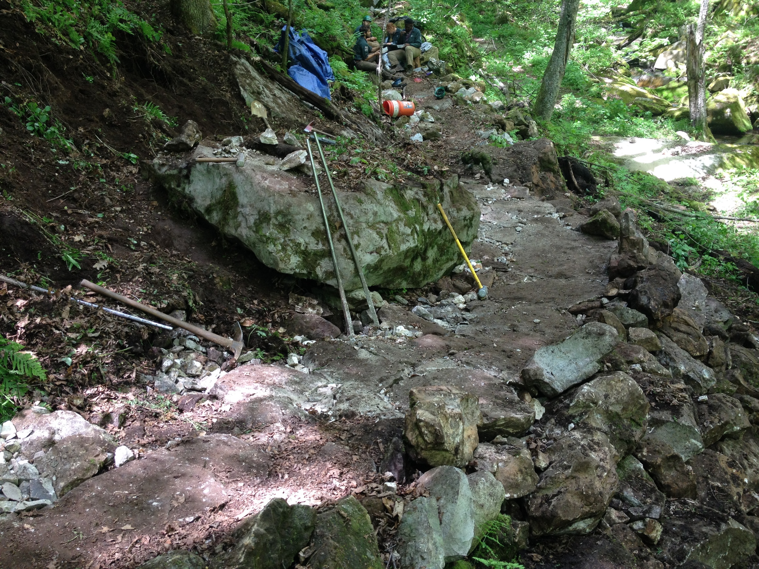  Rock work on Leicester Hollow trail in Green Mountain National Forest. 