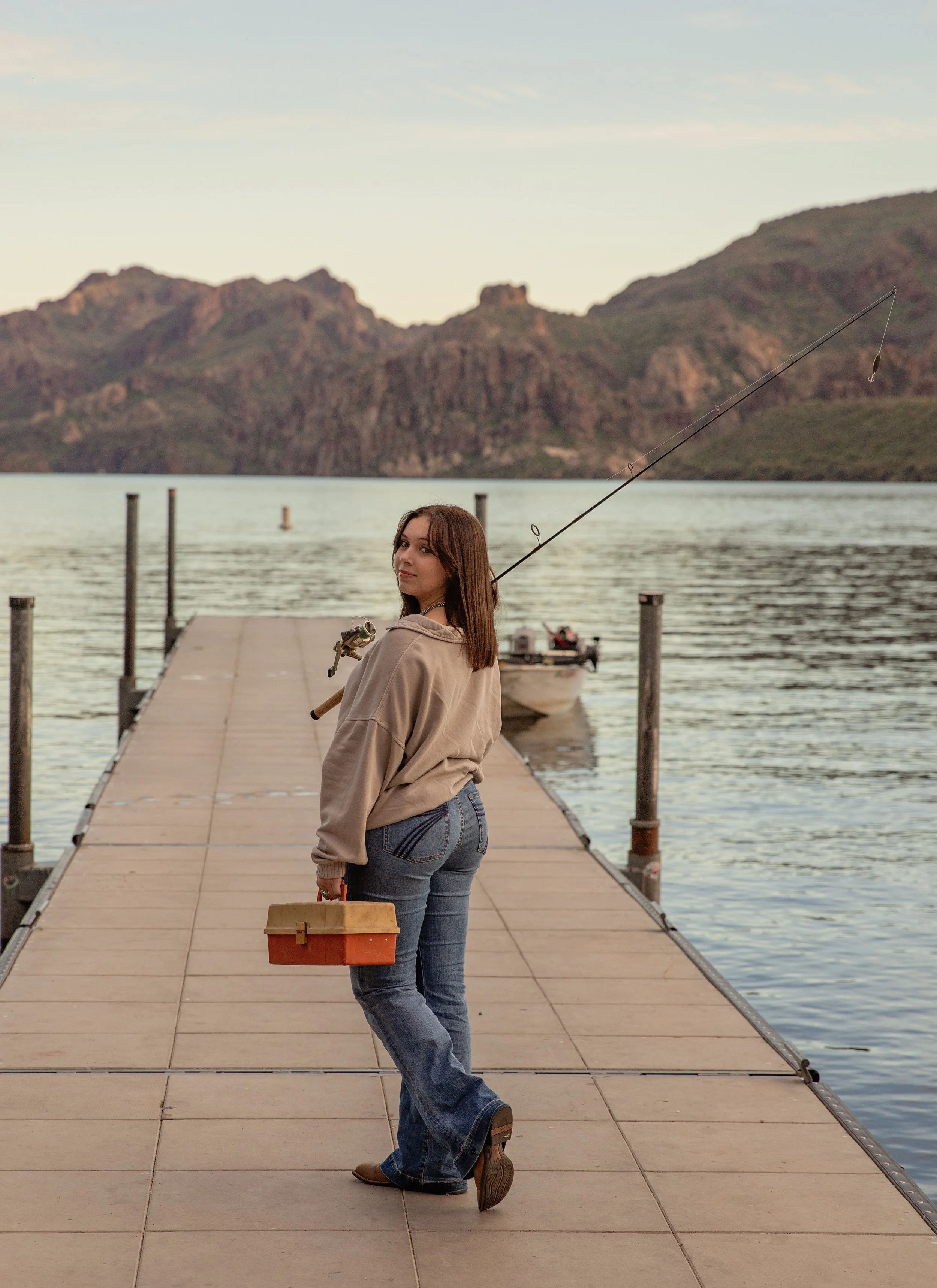 Saguaro Lake Senior fishing session in Mesa Arizona