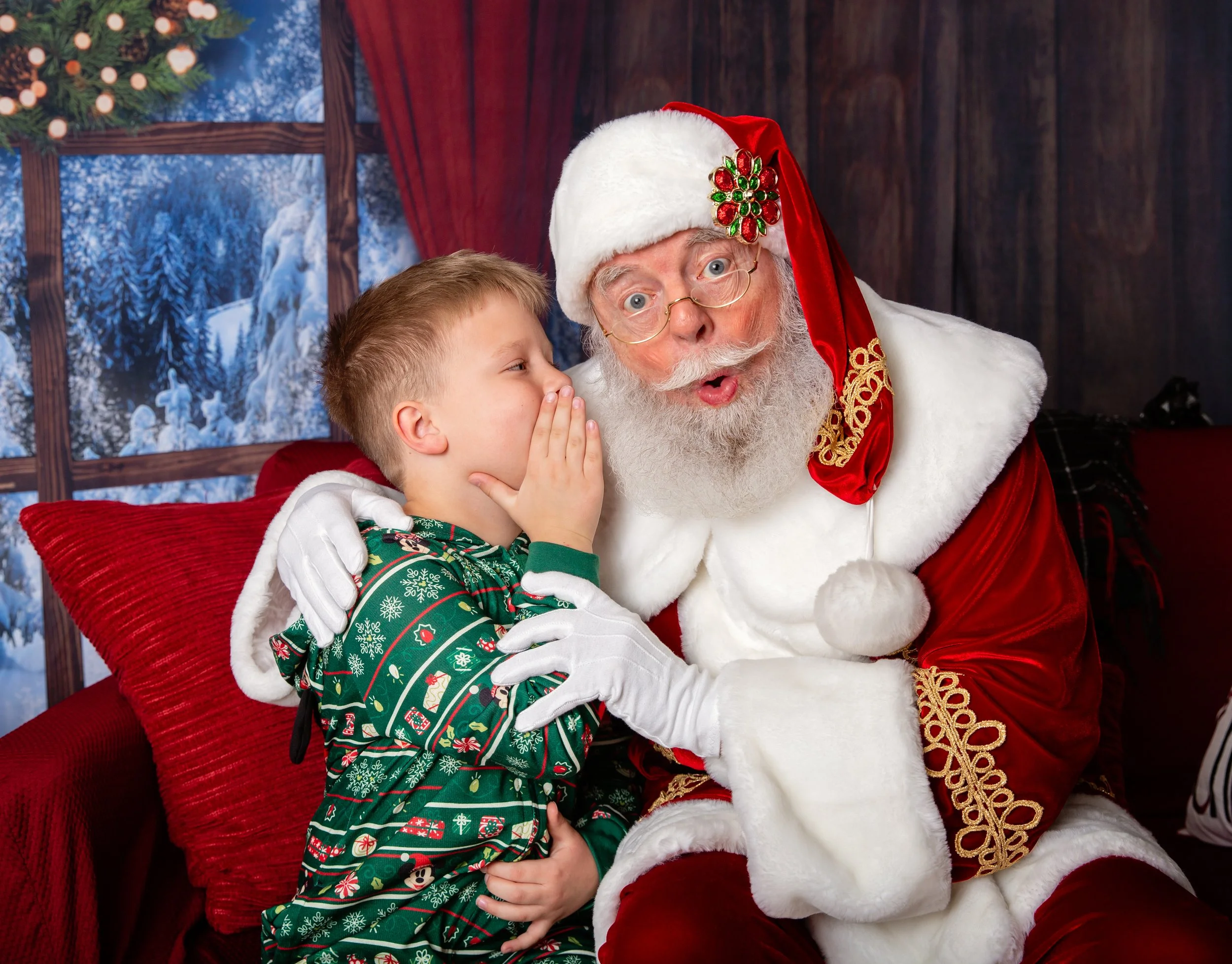 A magical Christmas moment captured during a Santa session in Gilbert, Arizona. Perfect example of a unique, storybook-style portrait by a Gilbert Arizona child and family photographer.