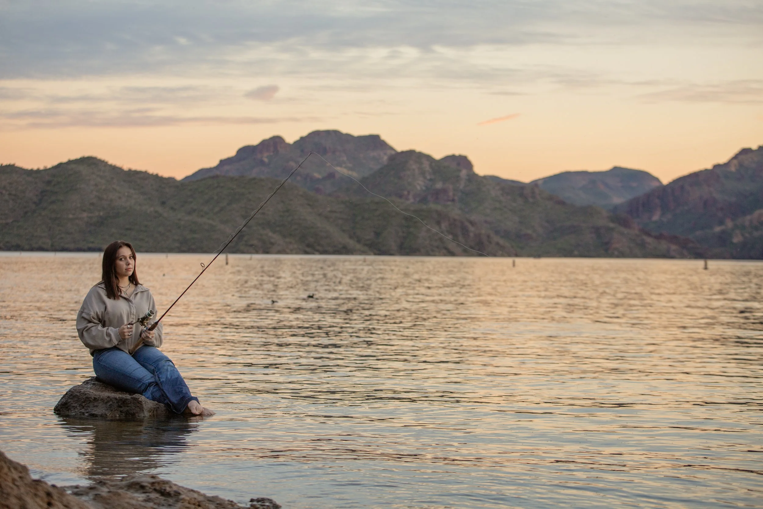 Saguaro Lake Senior fishing session in Mesa Arizona