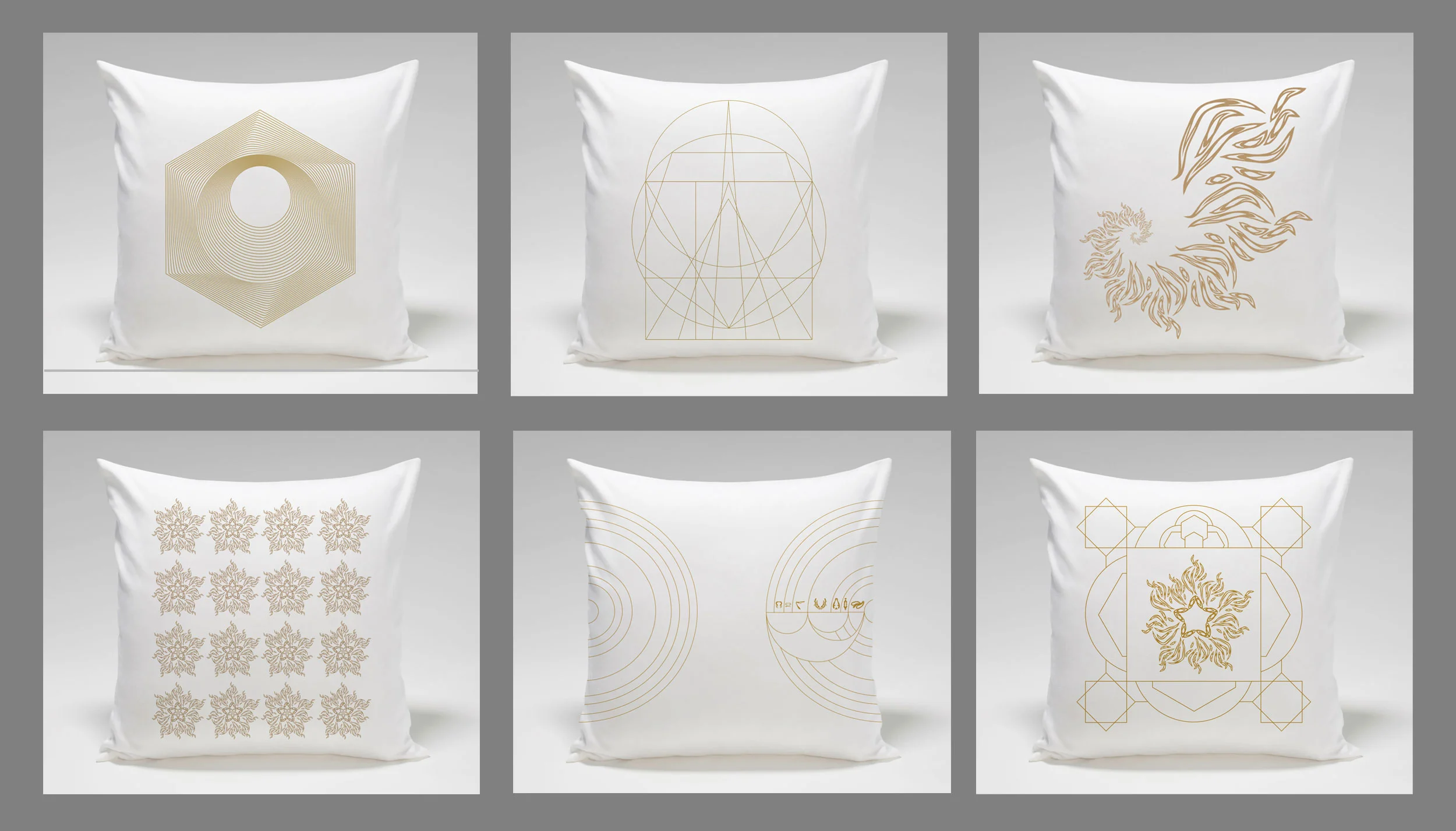 PORTAL • Pillow Set I • Six 18" x 18" Silk screen printed linen pillows • Versions 1 - VI
