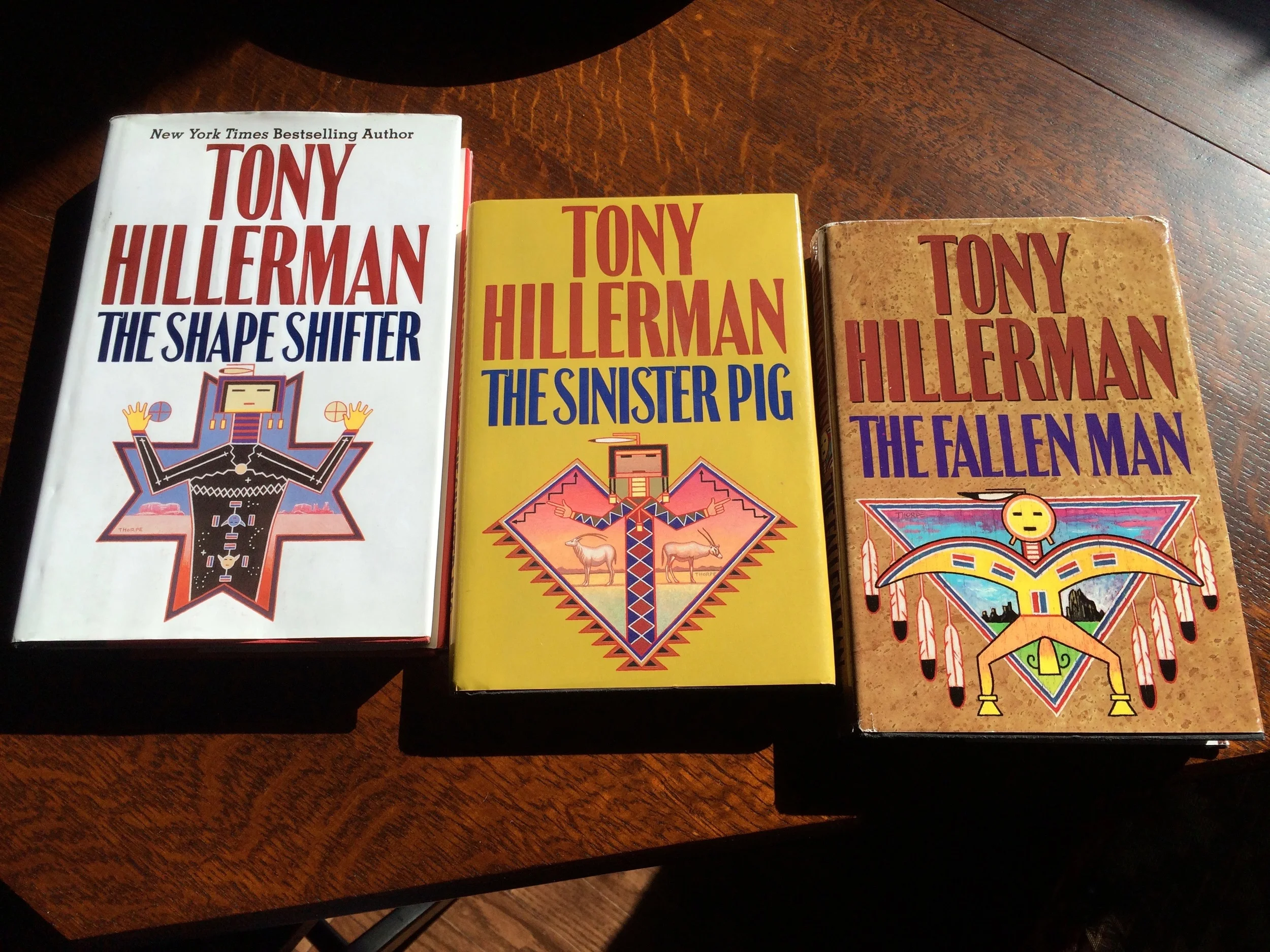 My thrift store loot: a few more Tony Hillerman books to add to my collection. They have the coolest covers!