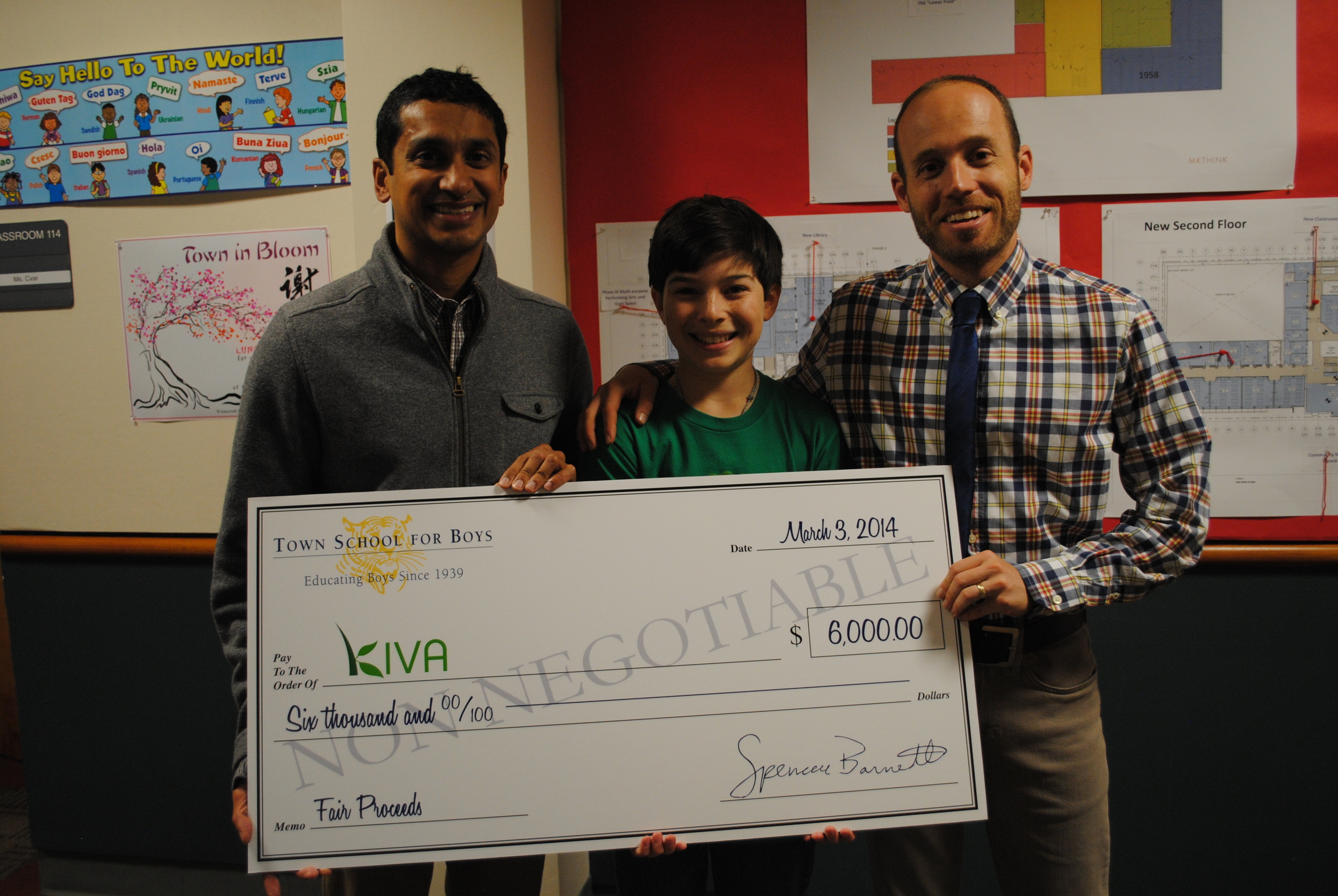 Premal Shah visits Town School for his JUMBO check!