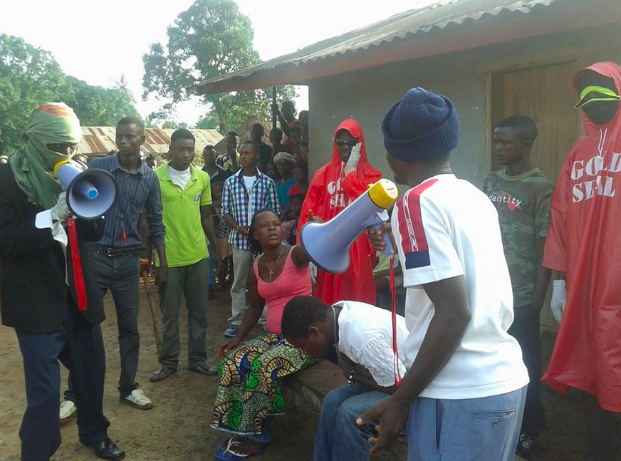 Using community skits to teach about Ebola. 