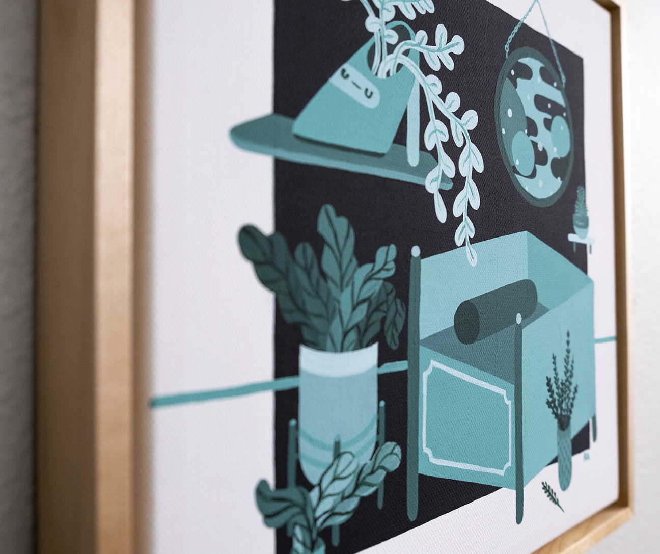 furniture and plant painting square chair 1