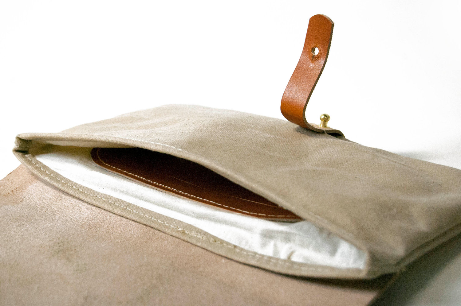 The Willamette Clutch in Waxed Canvas and leather by Meant Mfg. 