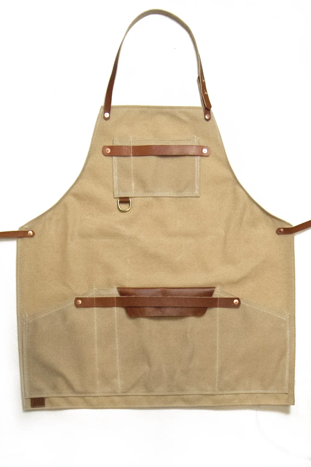 Durable Workshop Apron with Leather Straps and Pocket Flap — 1.61