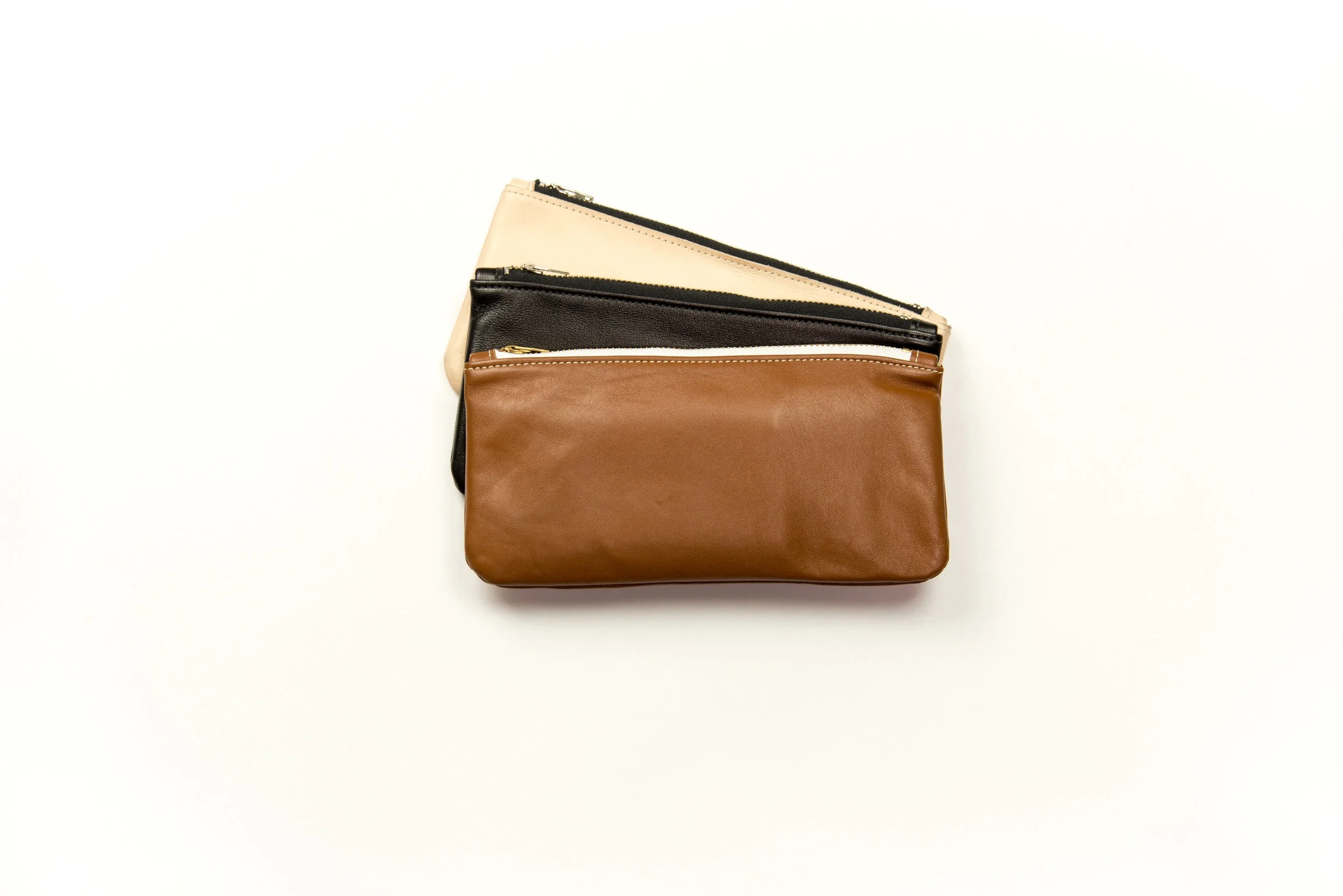 Daily Pouch: Premium Leather Zipper Pouch with Divider — 1.61 Soft Goods