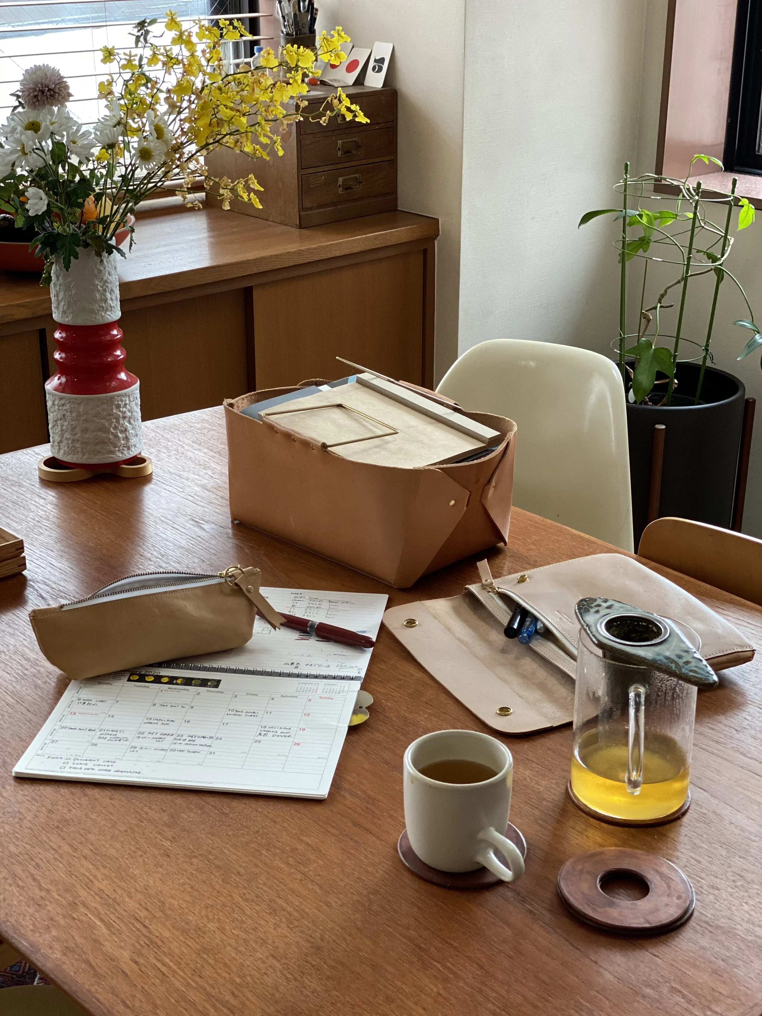 1.61 Soft Goods - Brass Handle Leather Basket