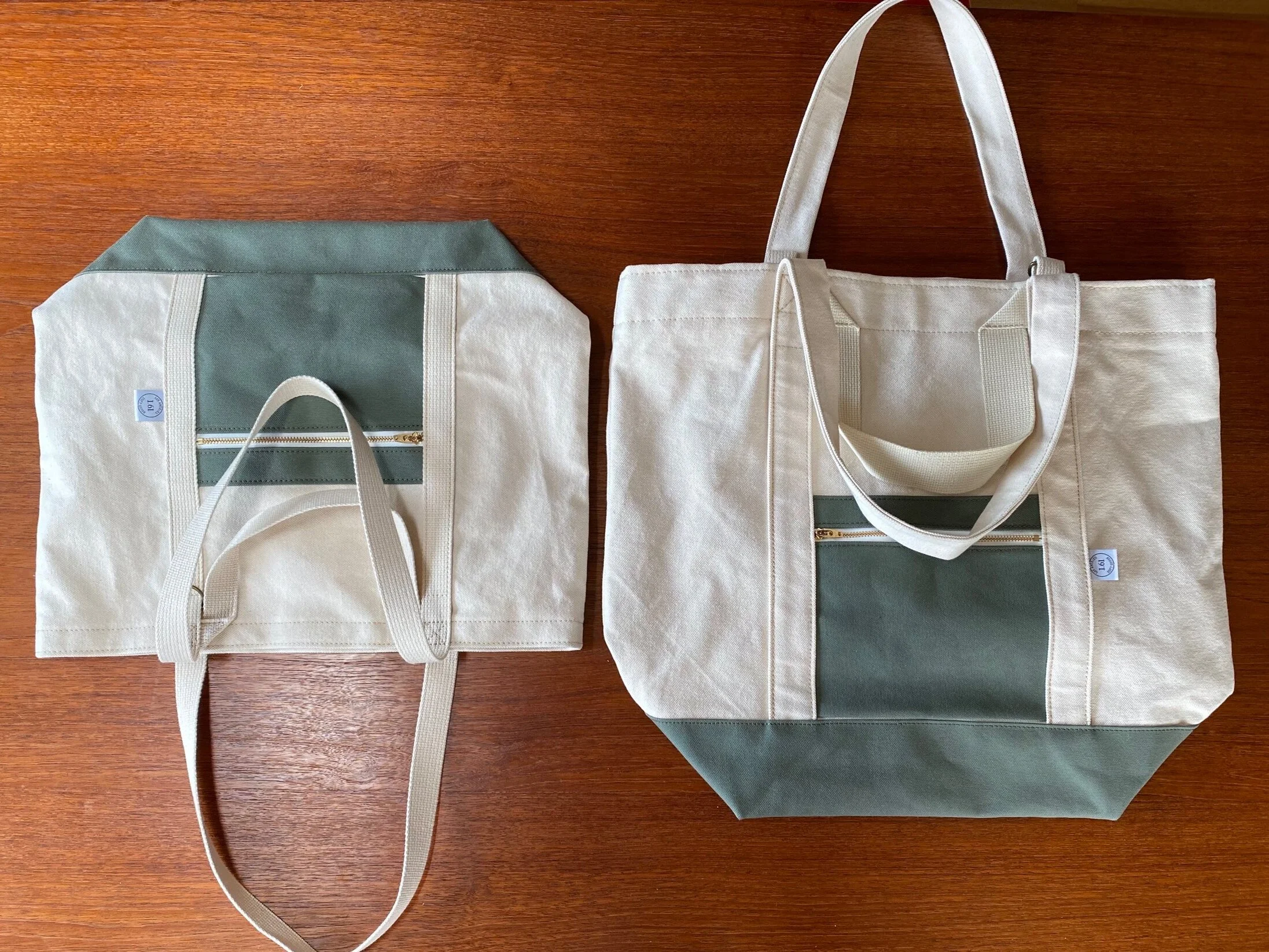 Canvas General Tote Bag with Pockets and Adjustable Straps