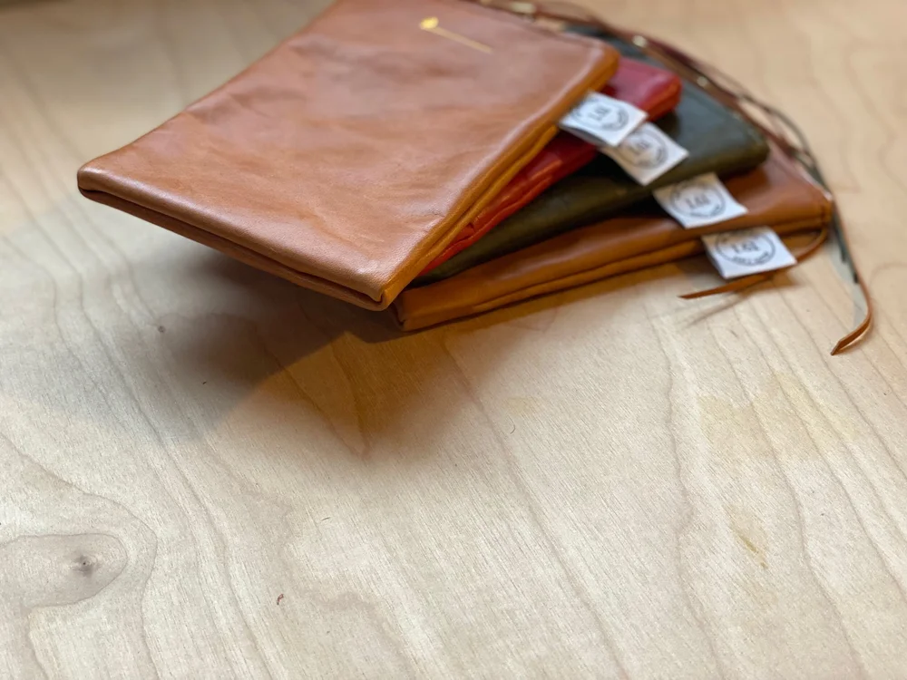Upcycled Leather and Fabric Paperback Pouch — 1.61 Soft Goods