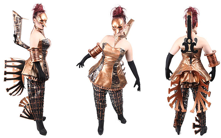 Costume for Mayhe m 2012 inspired by Frankenstein, Steam Punk and sewing machines. (Costume modelled by Julia Gorman Photo by Scott Dawson)