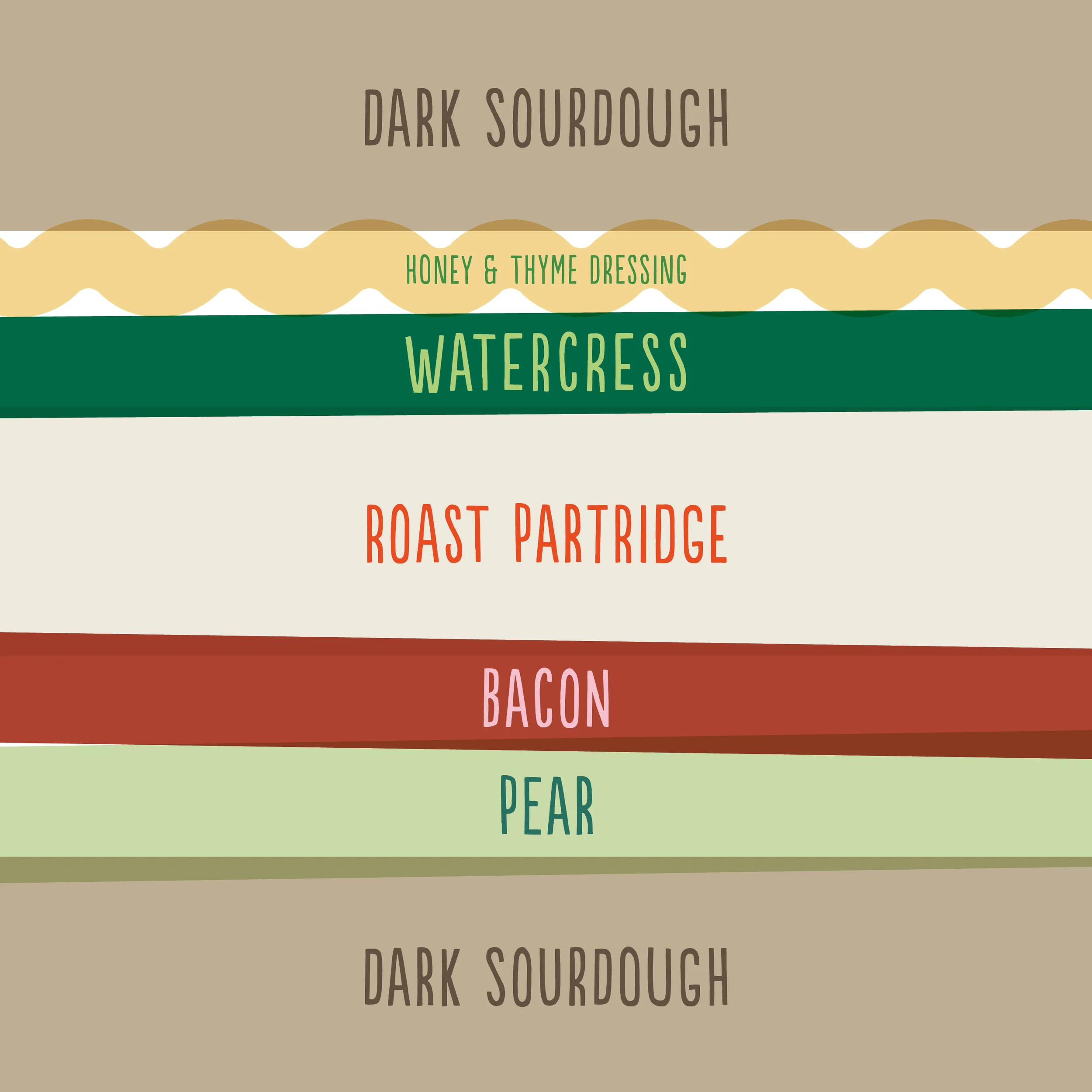 Partridge, bacon, pear and watercress