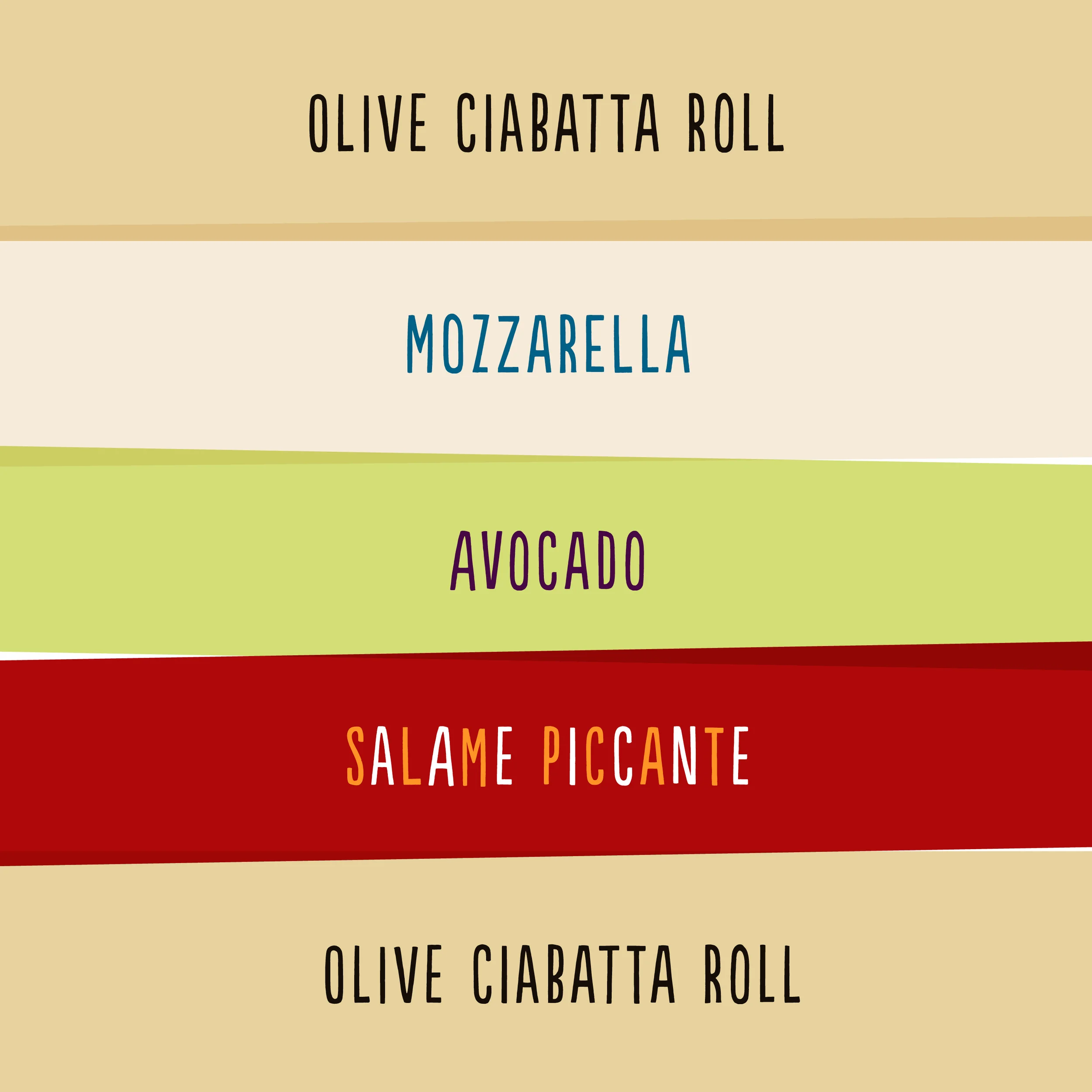 Salame piccante with avocado and mozzarella