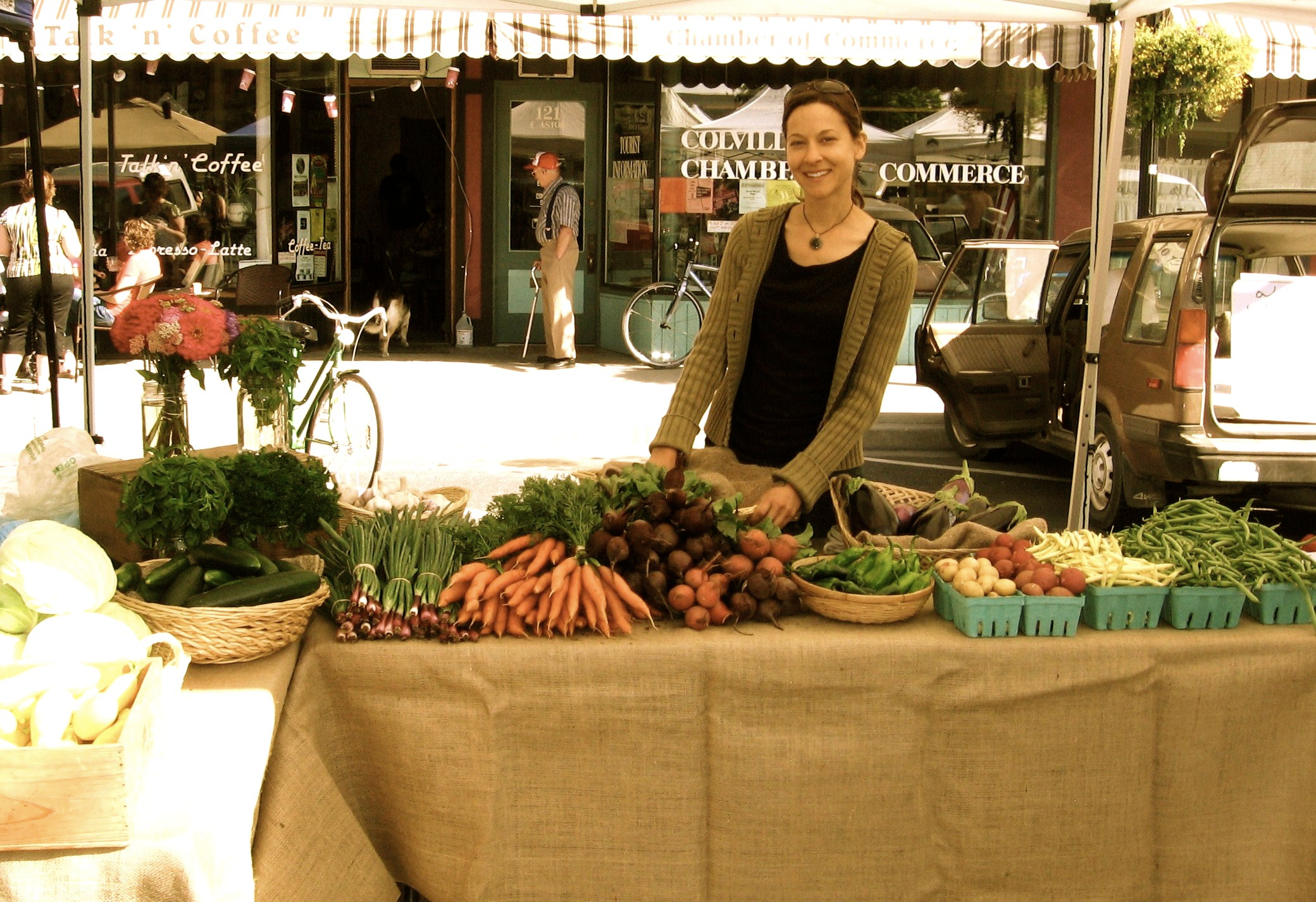 midsummer stall at the Colville Farmer's Market