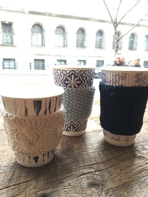 A few coffee mug covers to keep the hands cozy! (How beautiful are Maman's custom designed cups?!)