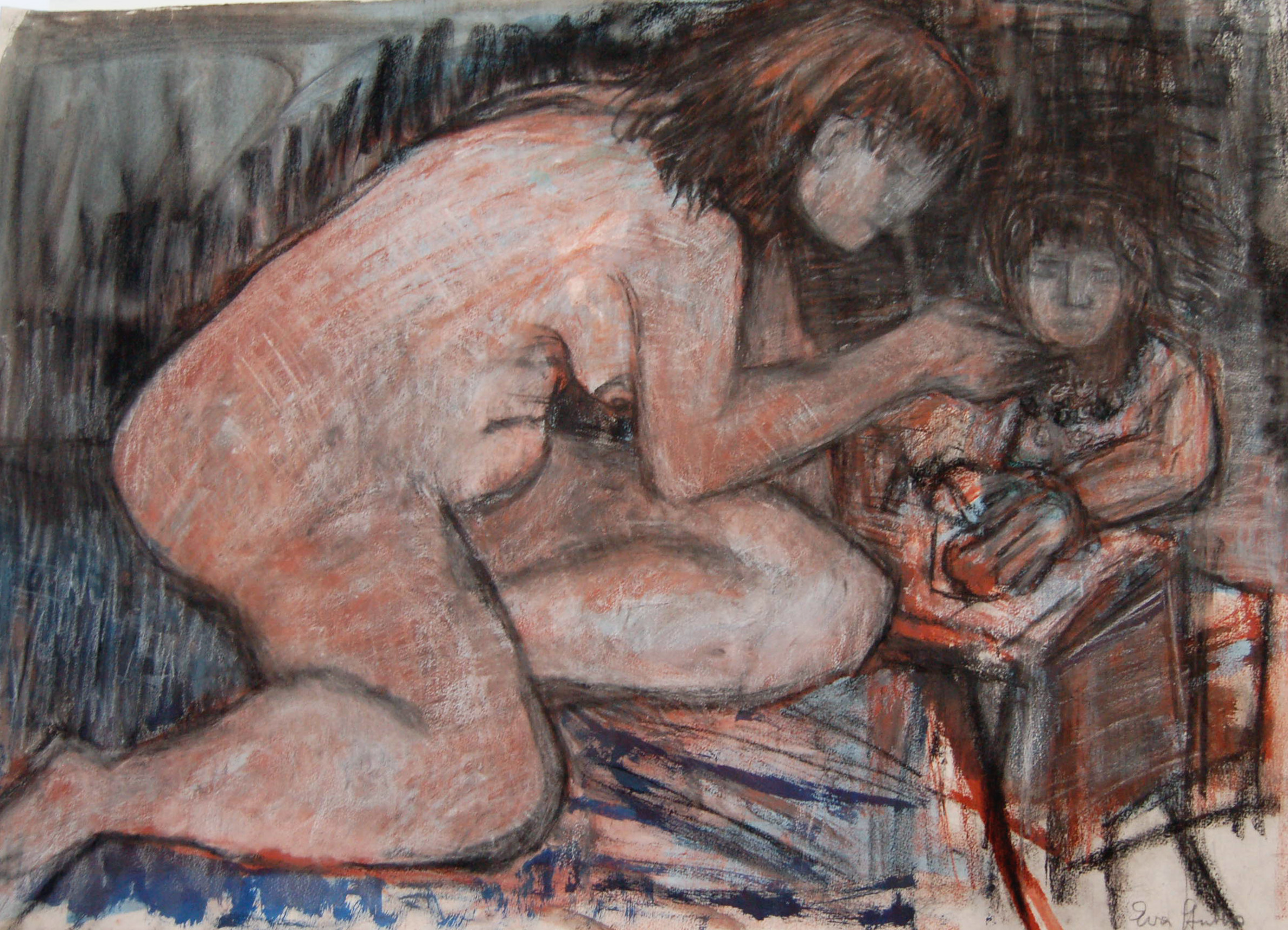 ES-006, Eva Stubbs, Two Women, Pastel on paper, 41x29.5.jpeg