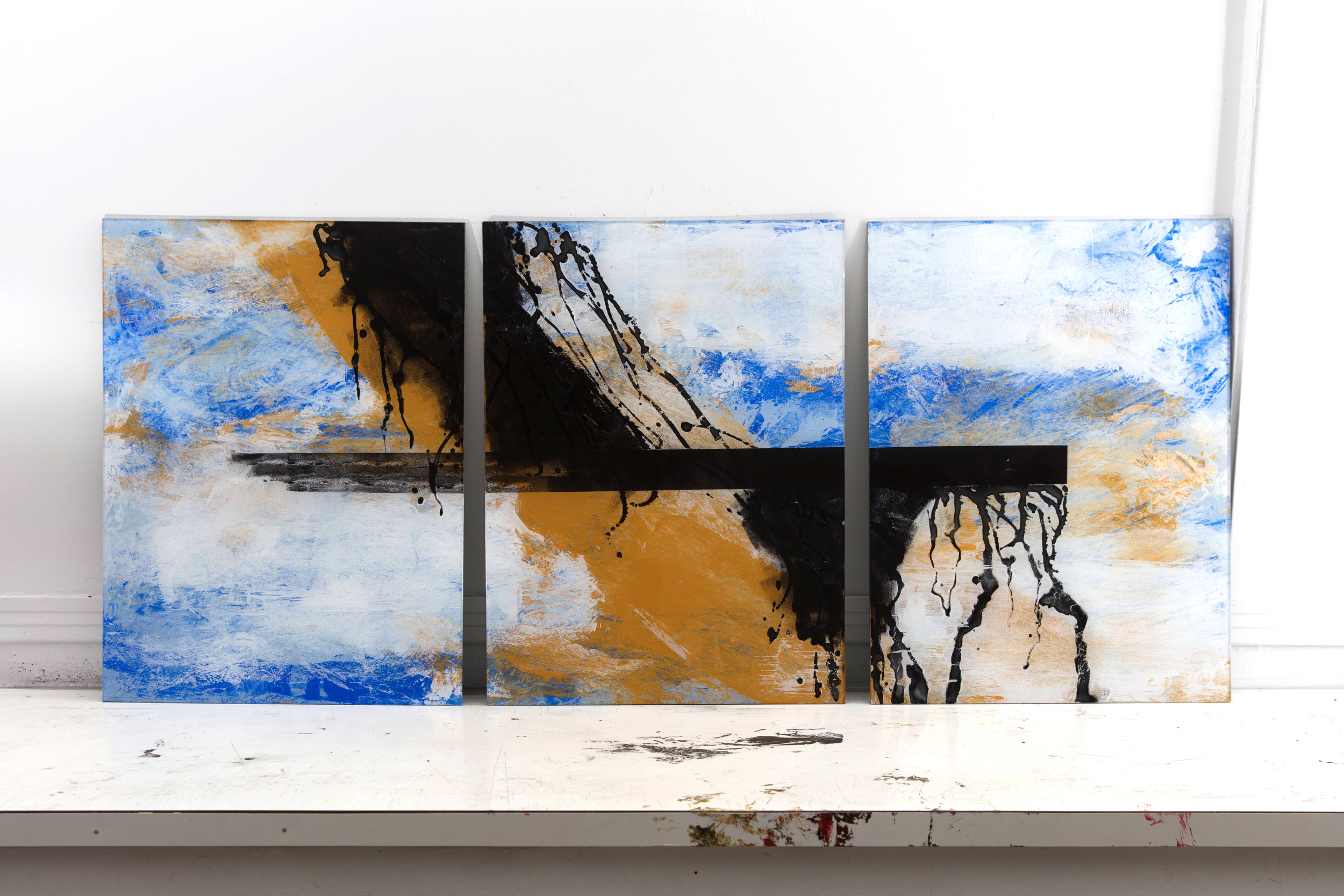 ED-062, Falling (Triptych), Mixed Media on Panel, 2016,	 24	x18 each.jpg