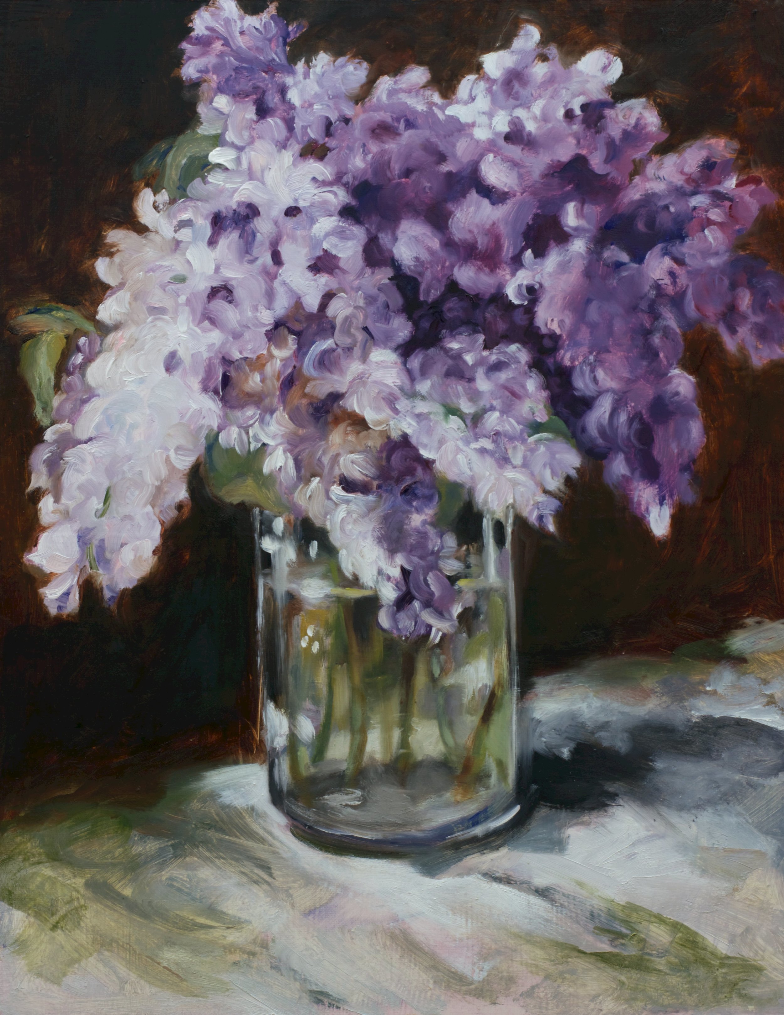 Are. Casey's Lilacs, Oil on Canvas, 2016, 18" x 14".