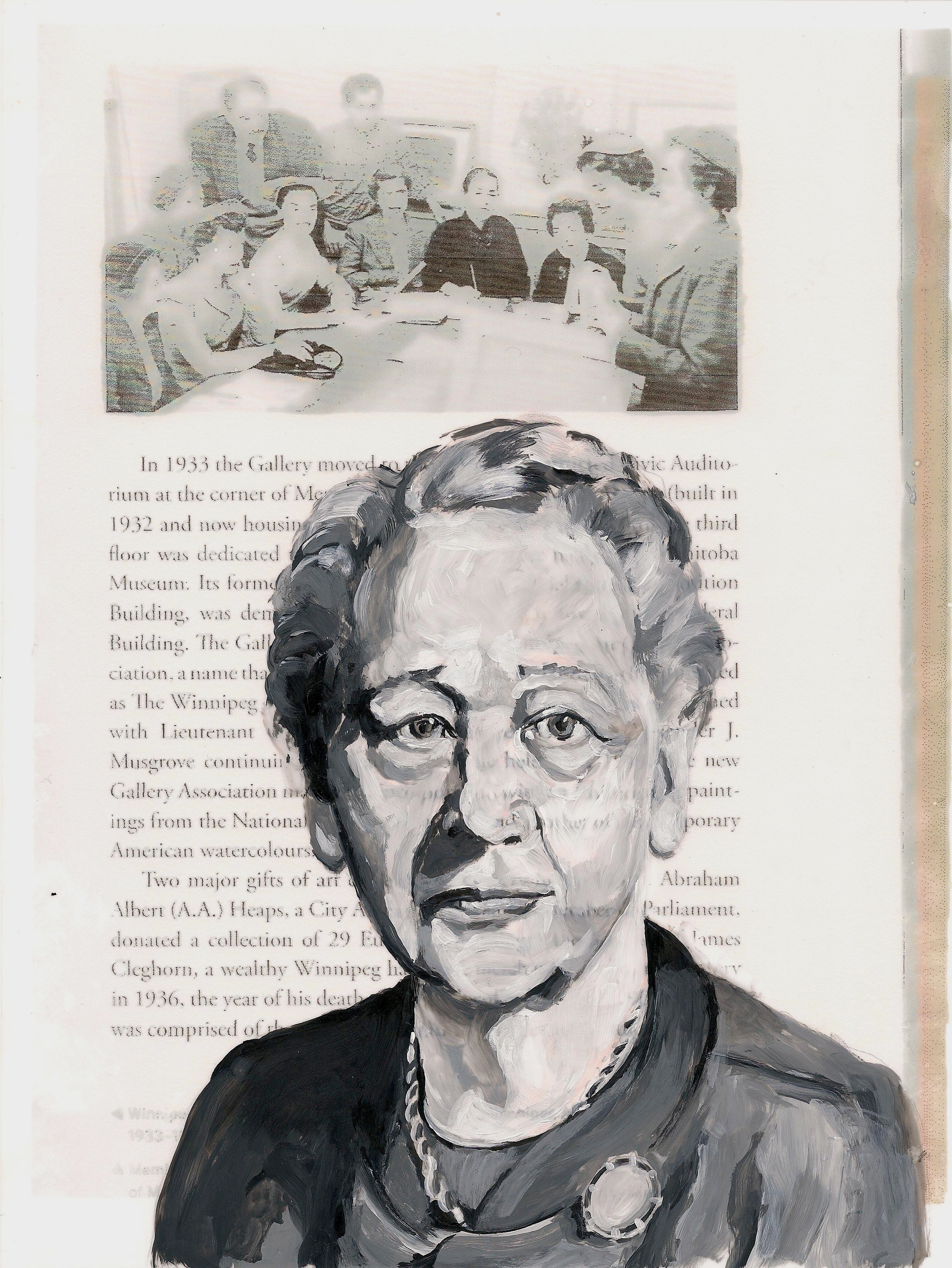 Women Of Wag: Muriel Richardson and The Women's Committee, Acrylic and inkjet on mylar, 2012, 11" x 8.5".