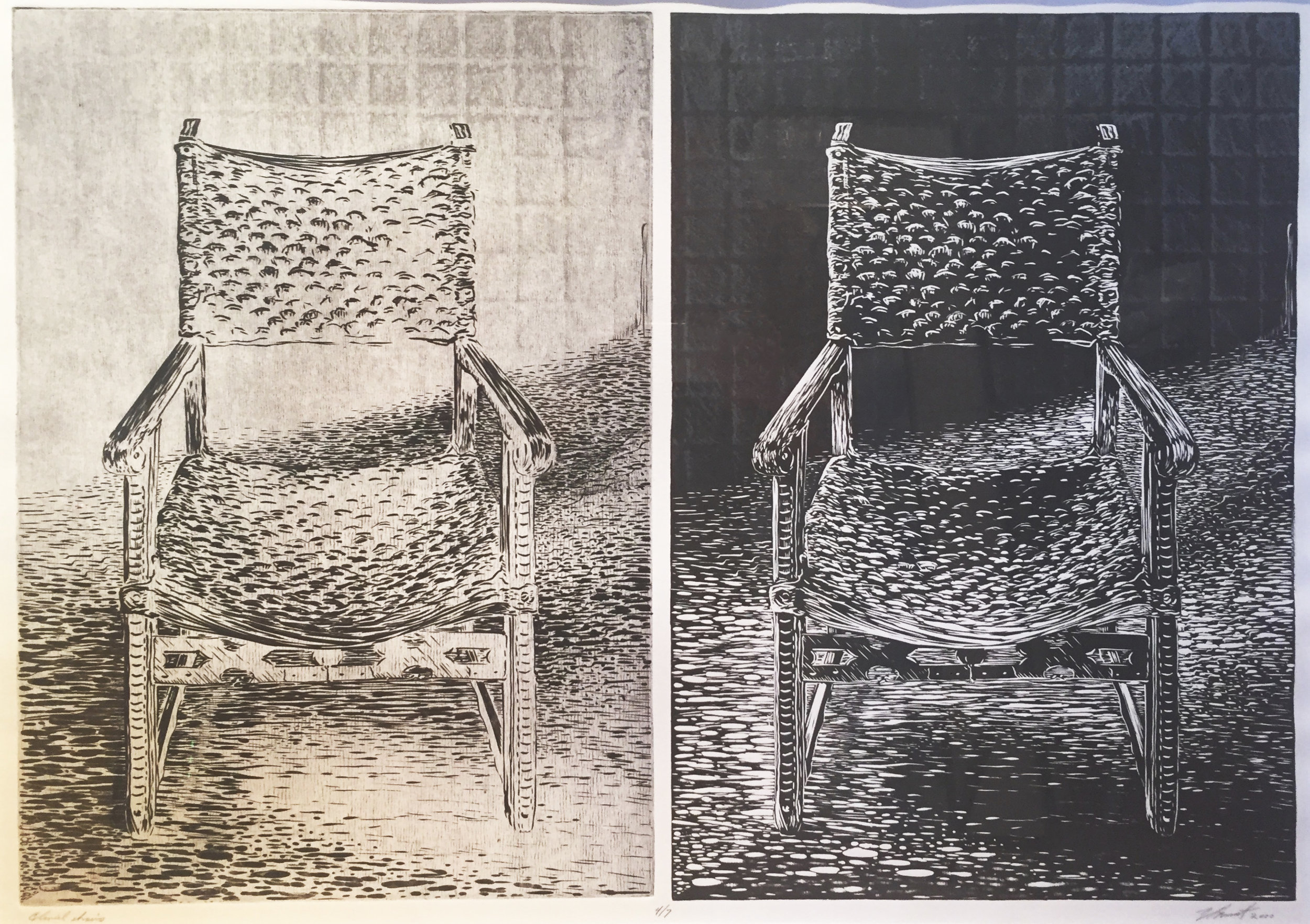 Colonial Chairs, Edition 4/7, Relief/Intaglio/Screen, 2000, 30.5" x 38"