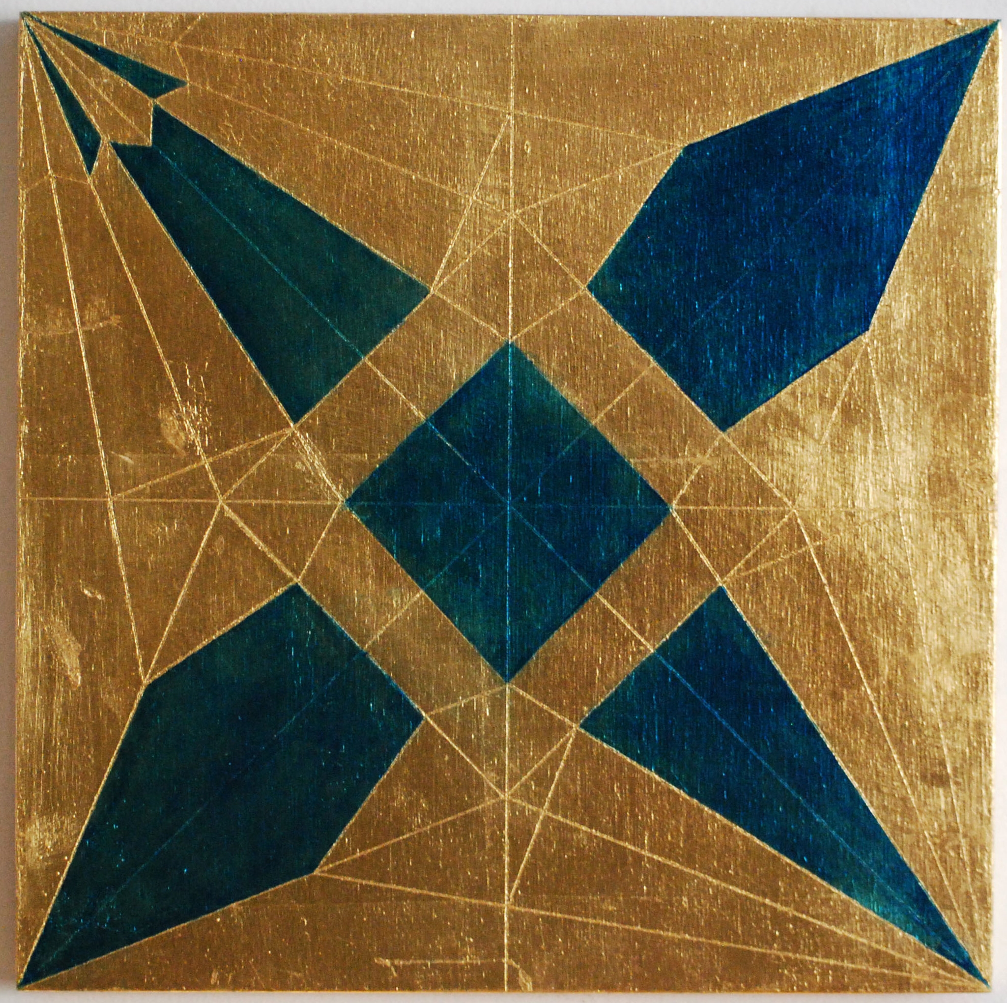 Peace Study I, 2016, Oil and patina on gold-leafed panel, 12” x 12”