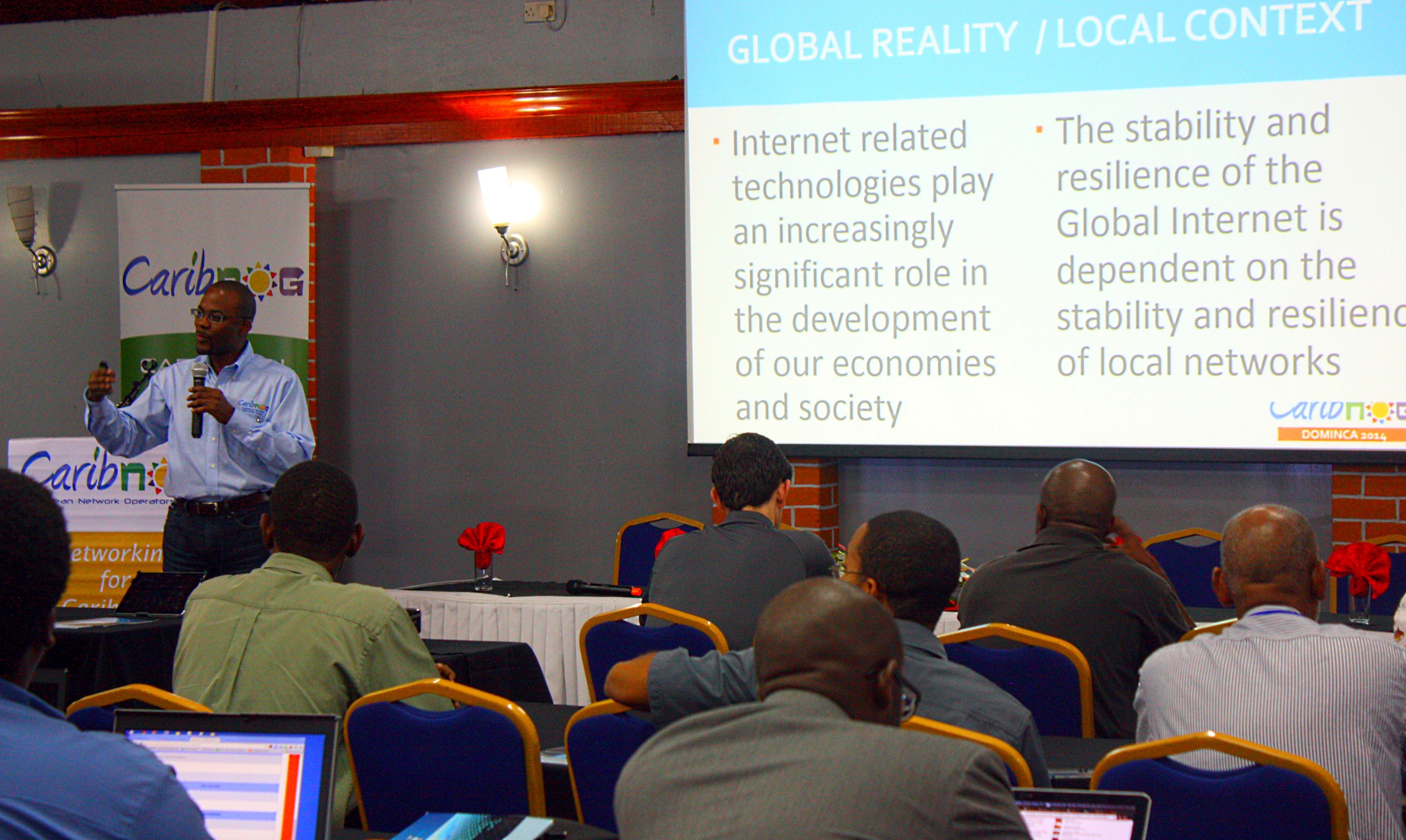 Bevil Wooding of PCH, addressing the participants of the seventh regional CaribNOG meeting.