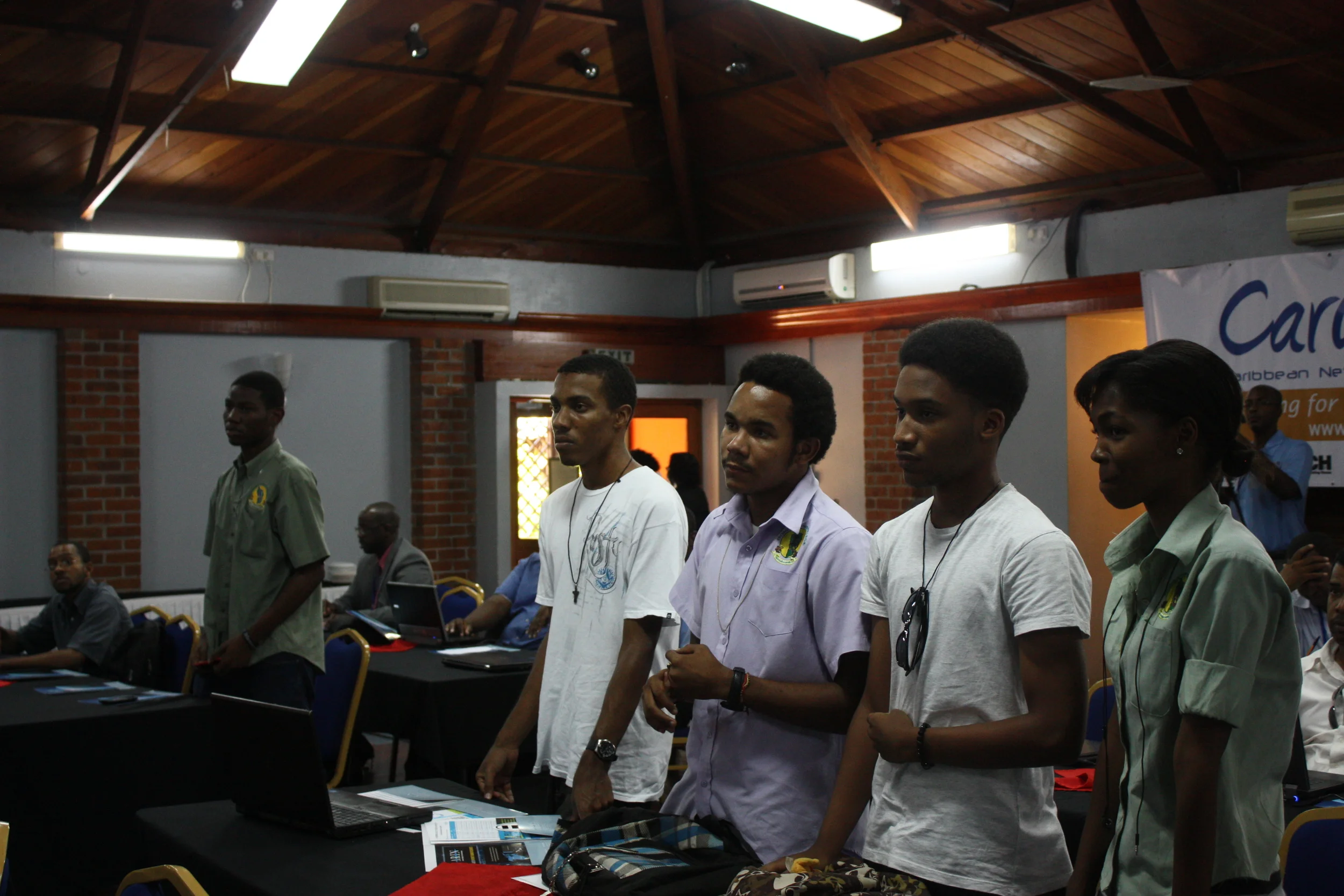 Students of the Dominica State College being acknowledged