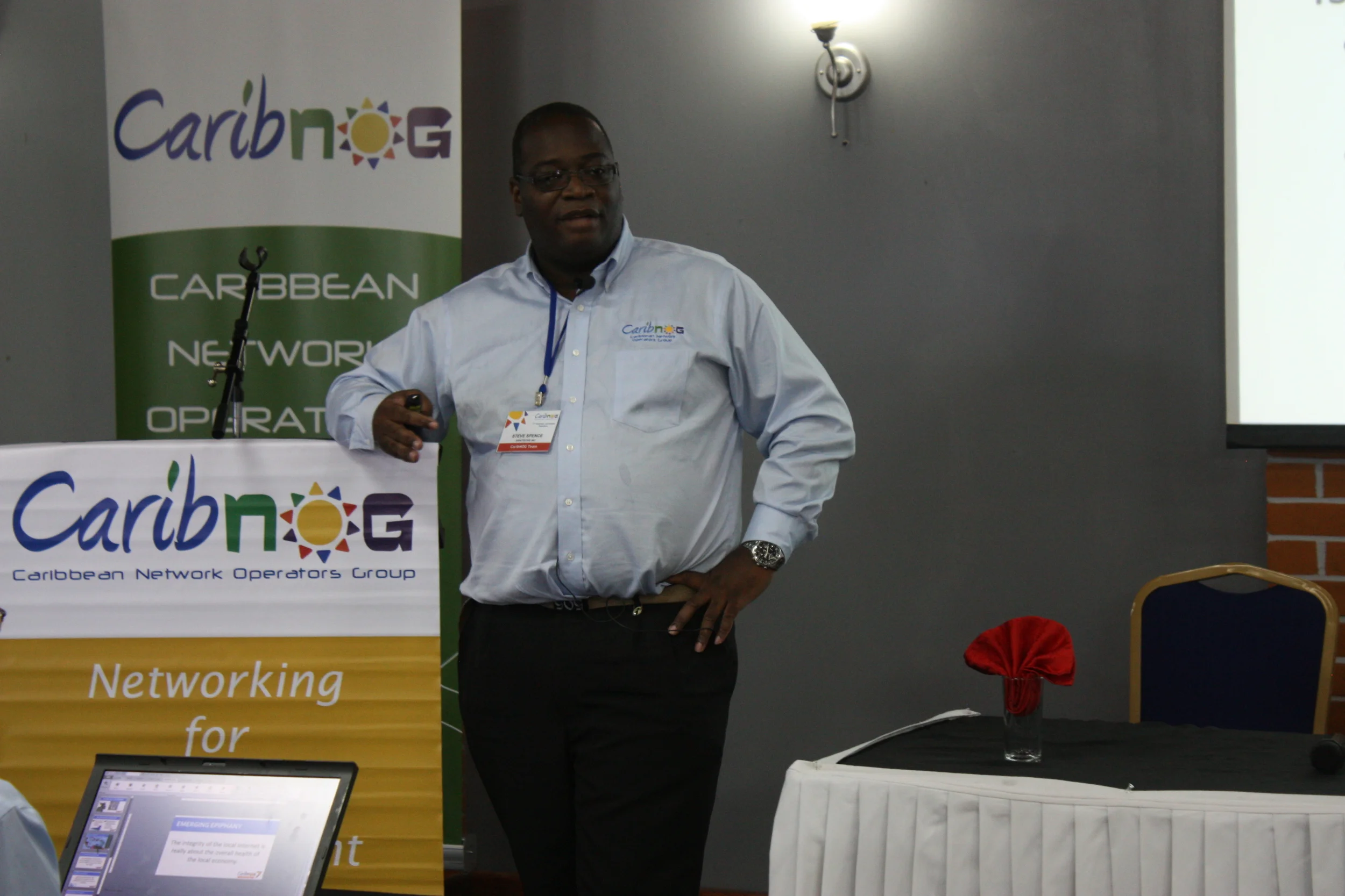 Steve Spence presenting on Clear Skies, Cloud Adoption in the Caribbean